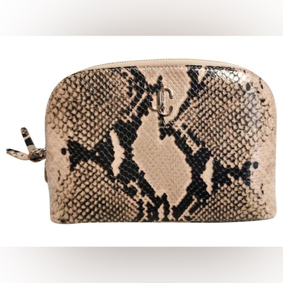 SALE!!! Jimmy Choo Python snakeskin leather logo clutch / pouch bag NEW - Picture 1 of 8